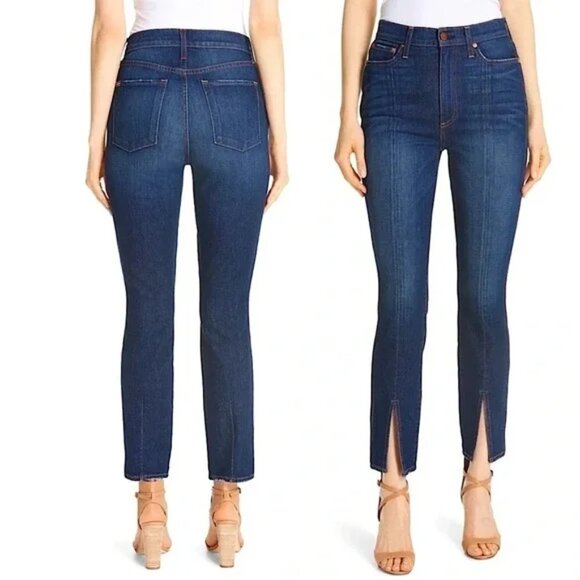 Alice+Olivia AO. LA You Look Good Jeans High Rise Front Ankle Slits - Picture 1 of 11